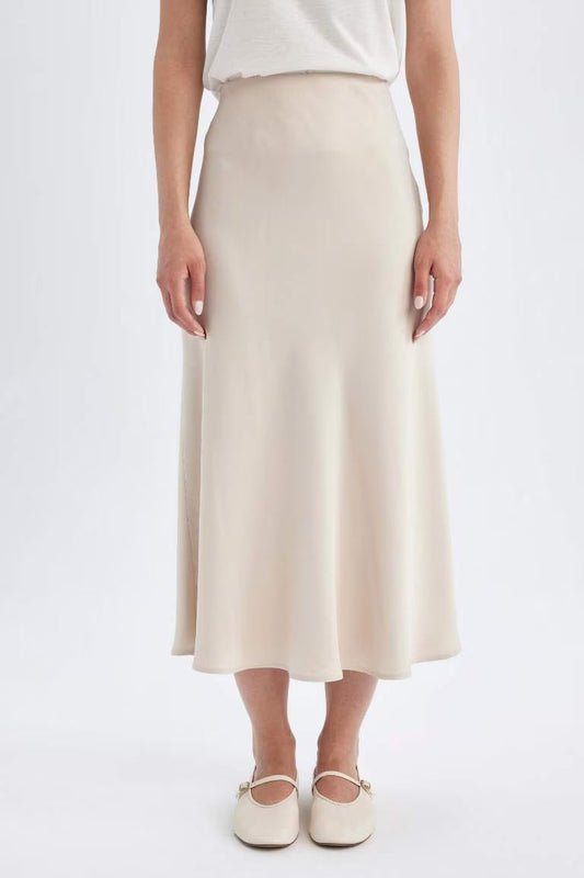 A Cut Satin Maxi Skirt - -