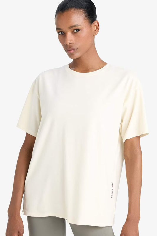 DeFactoFit Comfort Fit Crew Neck Sports T-Shirt - - Sand