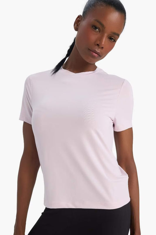 DeFactoFit Standard Fit Crew Neck Sports T-Shirt - - light lilac