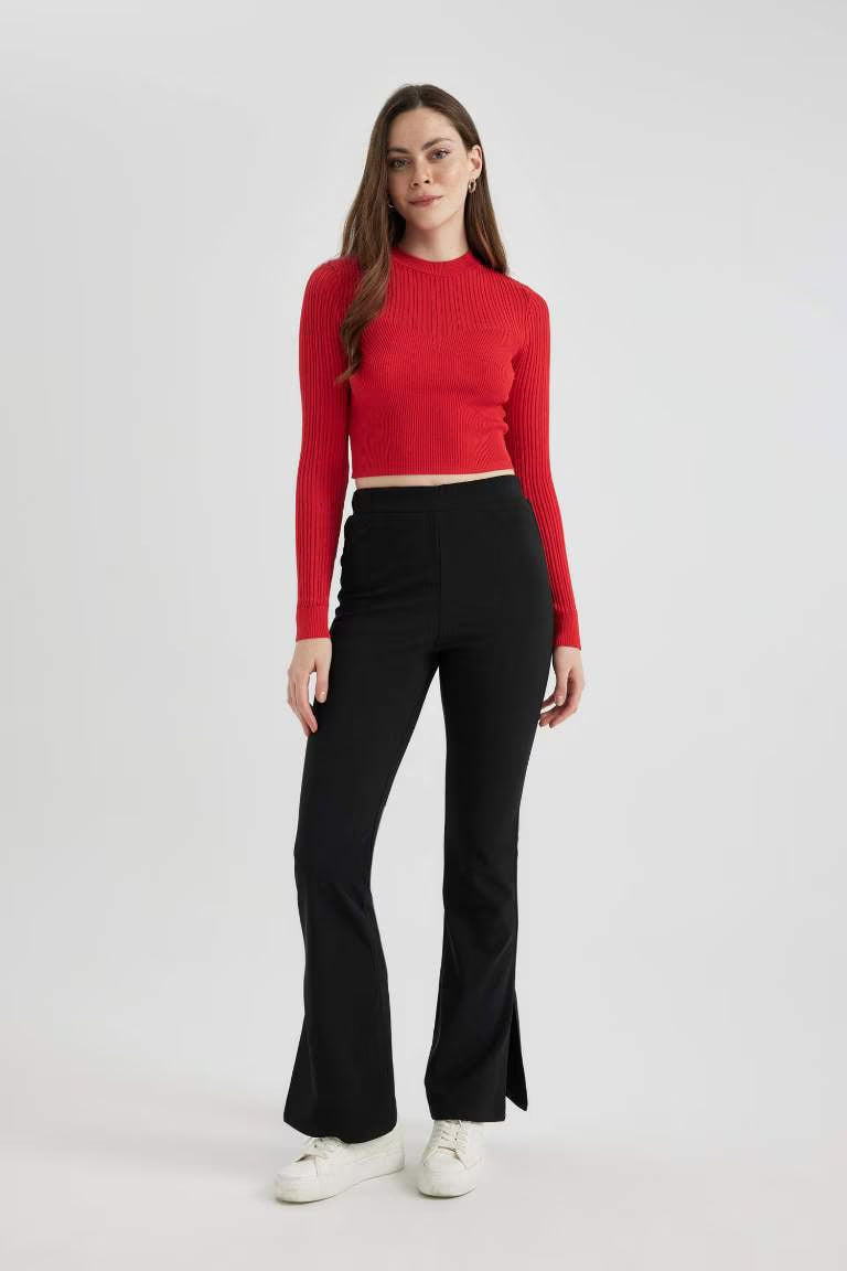 Flare High waist Leggings - - Black