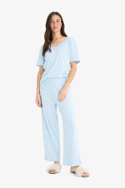 Fall in Love Regular Fit Short Sleeve 2 Piece Set - -