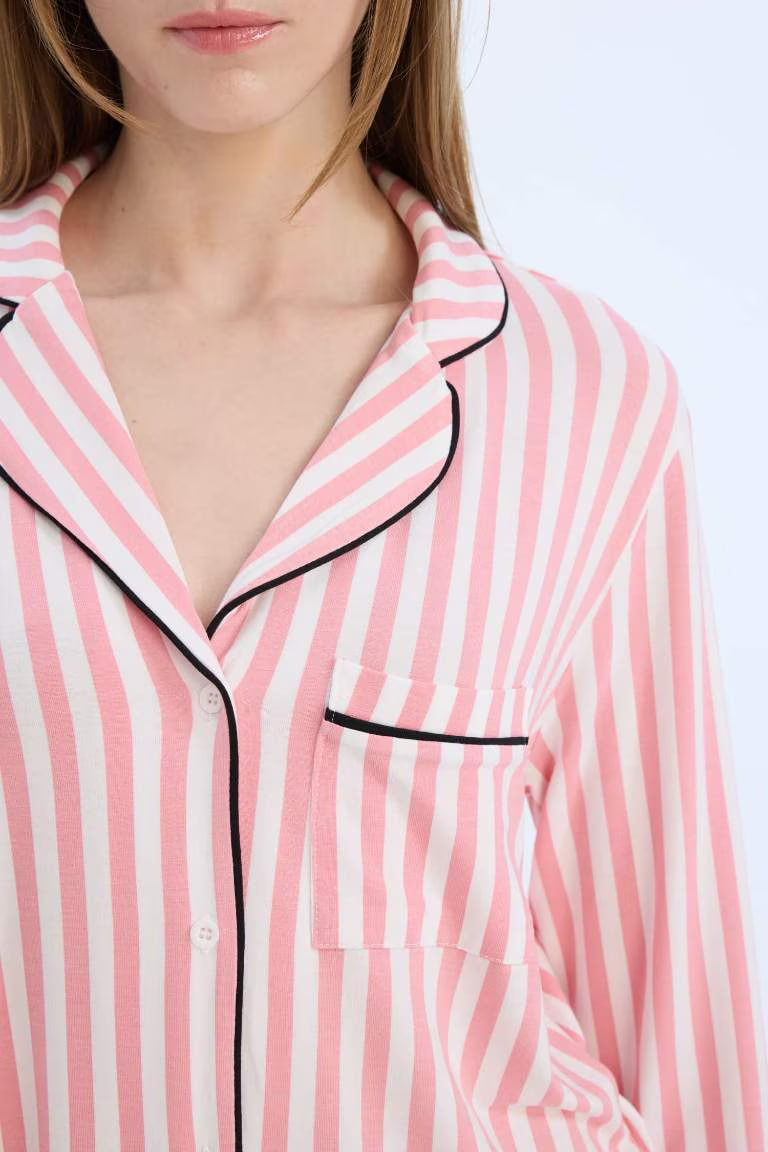 Fall in Love Striped Top Bottom 2 Piece Set - -