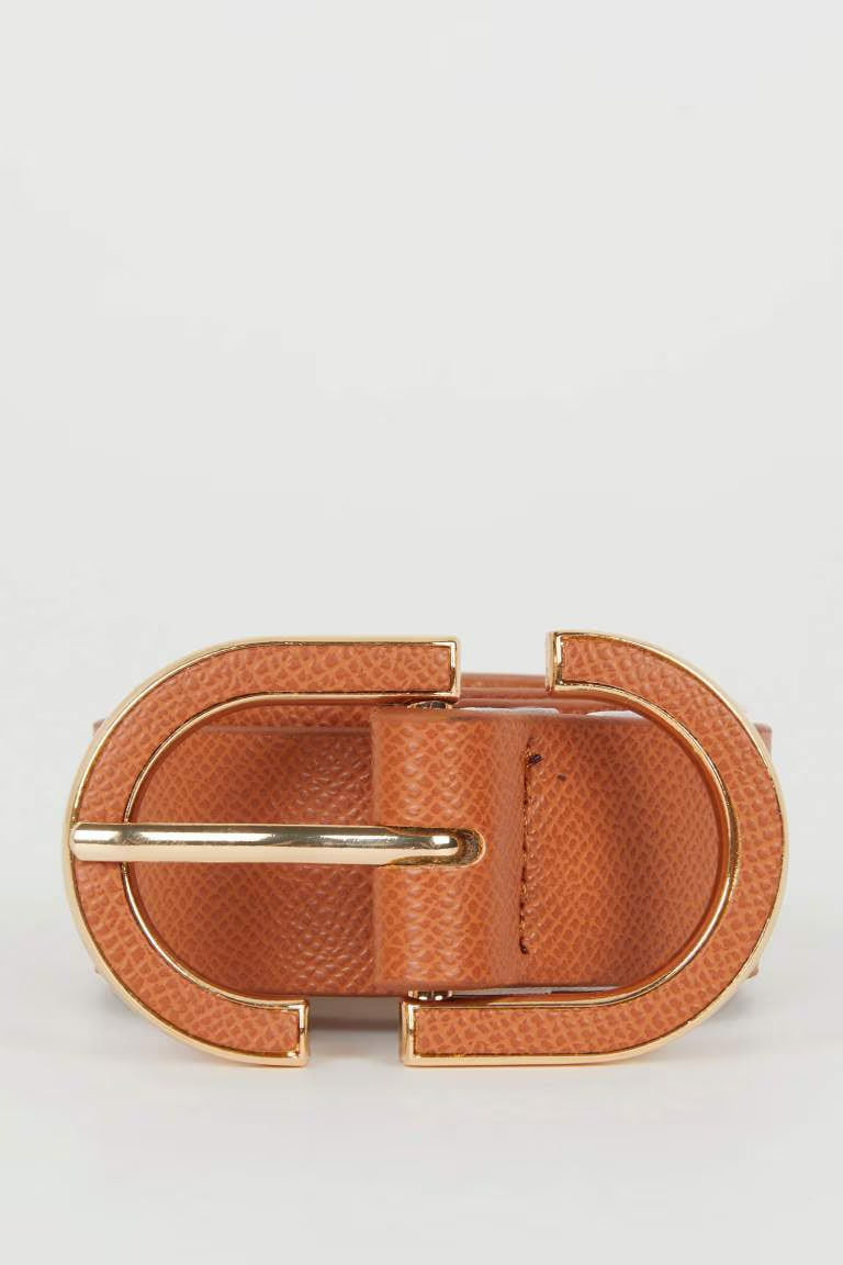Woman Faux Leather Denim Belt - -