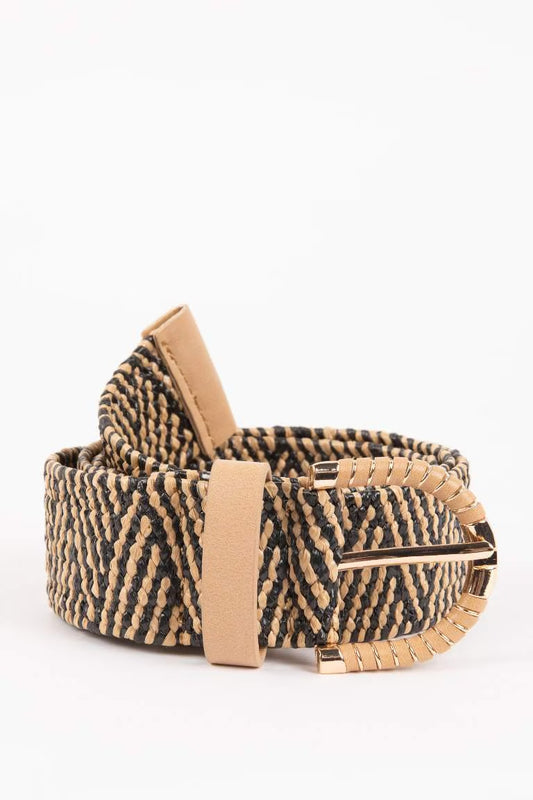 Woman Faux Leather Denim Belt - - Beige