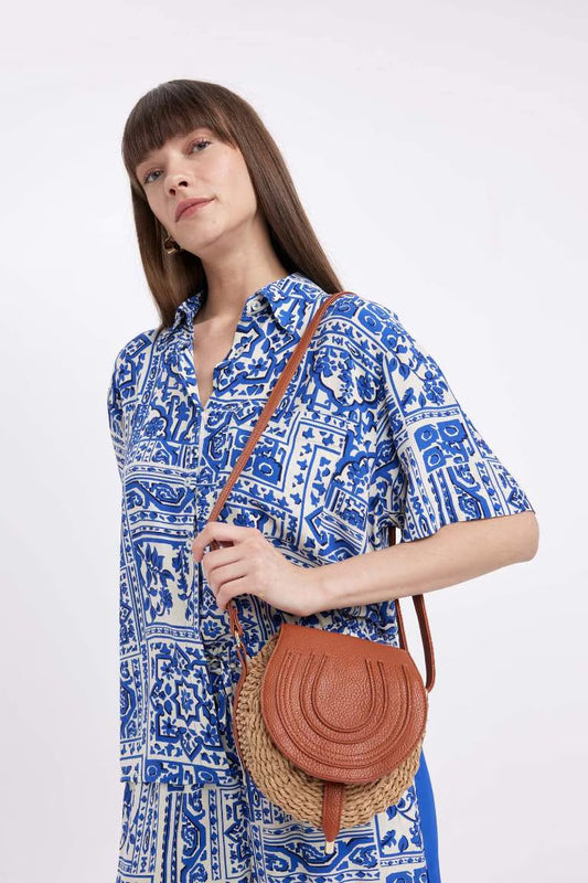 Woman Straw Crossbody Bag - -