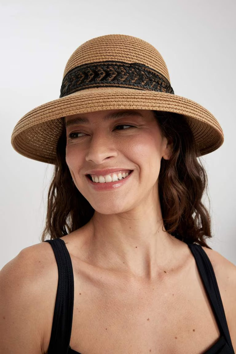 Woman Embroidered Straw Hat - -