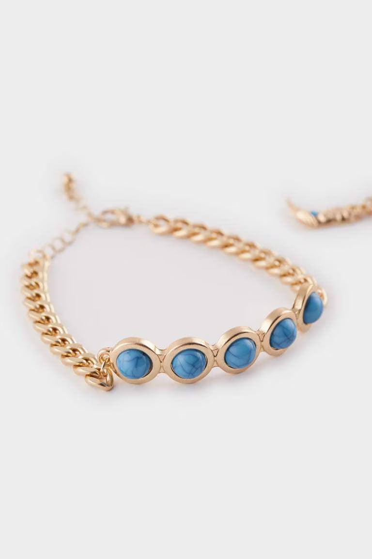Woman Blue Stone 2 Piece Bracelet - -
