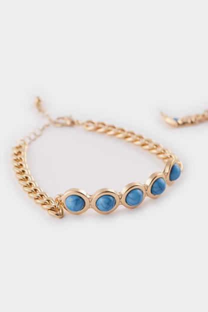 Woman Blue Stone 2 Piece Bracelet - -