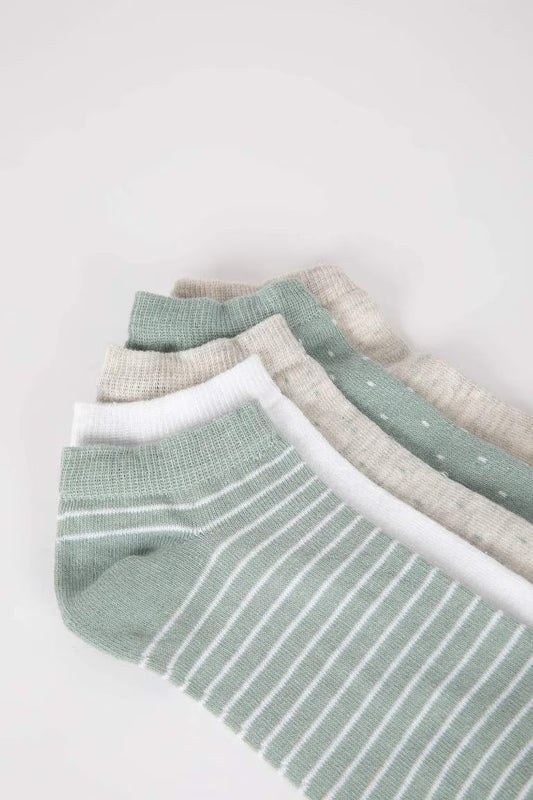 Women 5 Pack Cotton Booties Socks - -