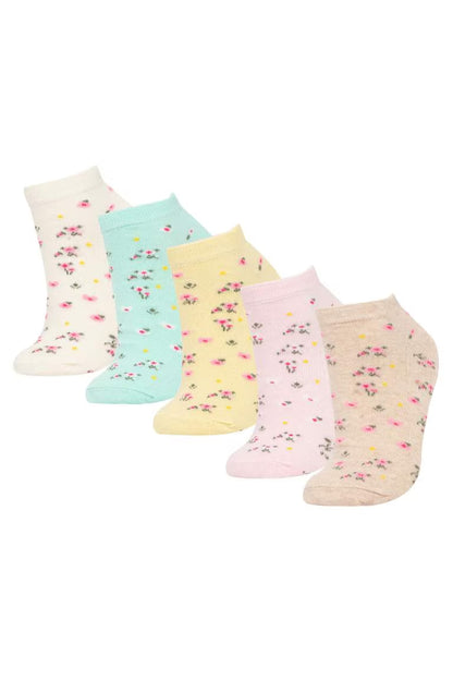 Patterned 5 Pack Booties Socks - -