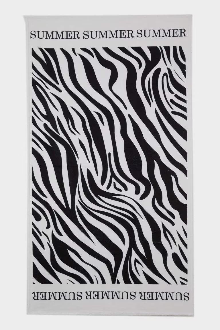 Woman Zebra Patterned Cotton Beach Towel - - Animal