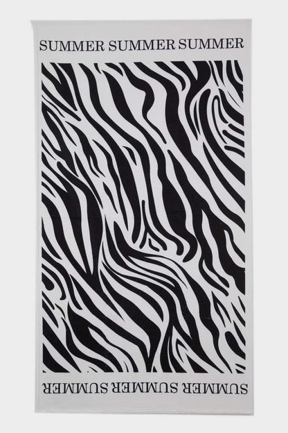 Woman Zebra Patterned Cotton Beach Towel - - Animal