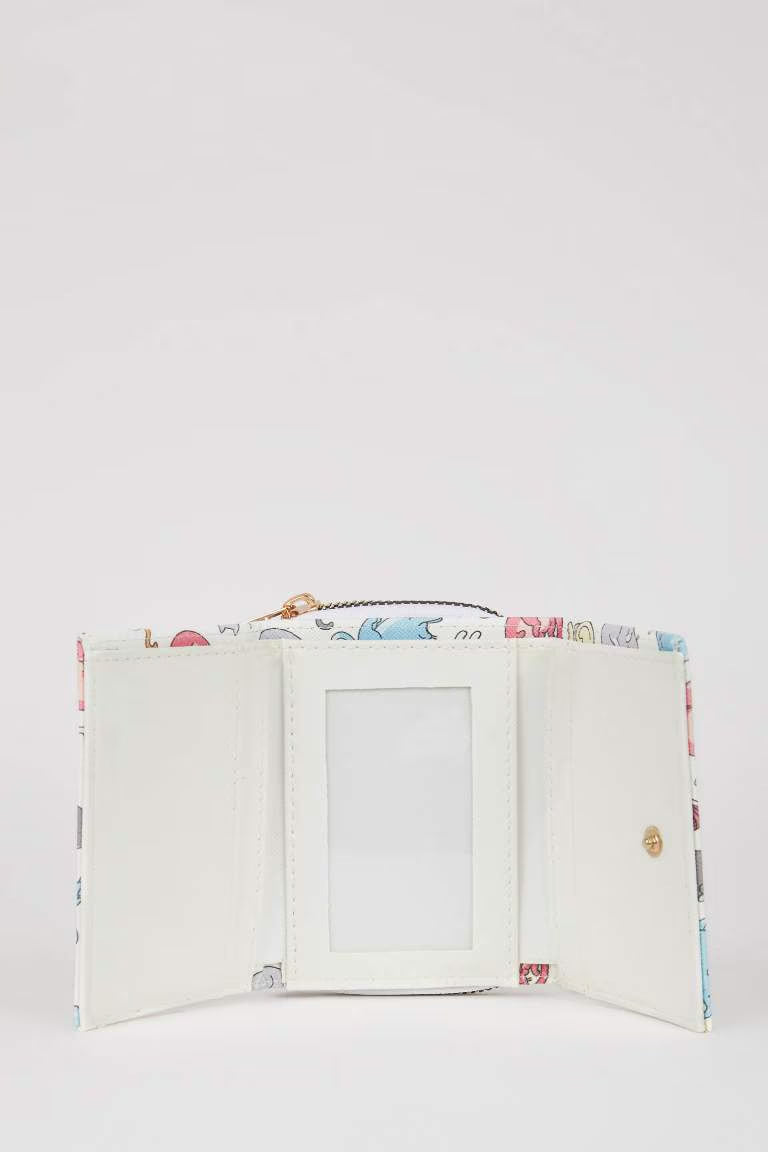 Women's Patterned Faux Leather Wallet - -