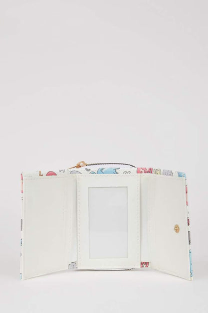 Women's Patterned Faux Leather Wallet - -