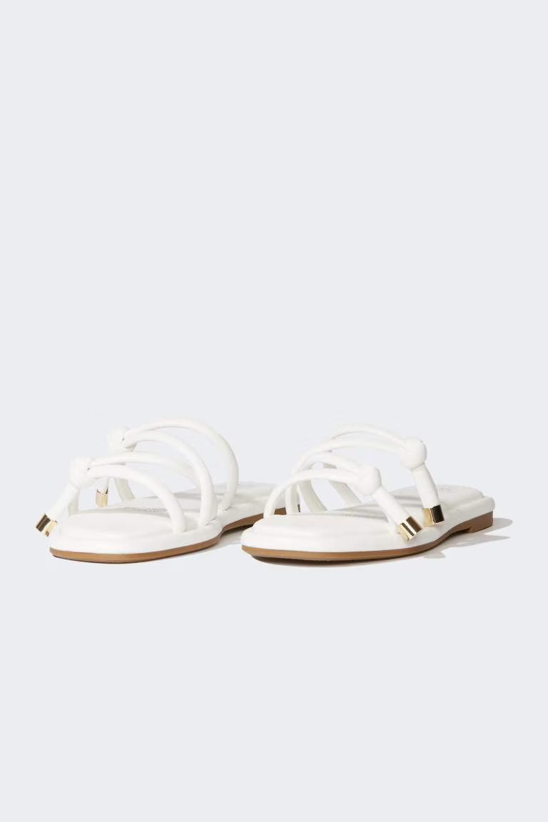 Woman Flat Base Faux Leather Slippers - -