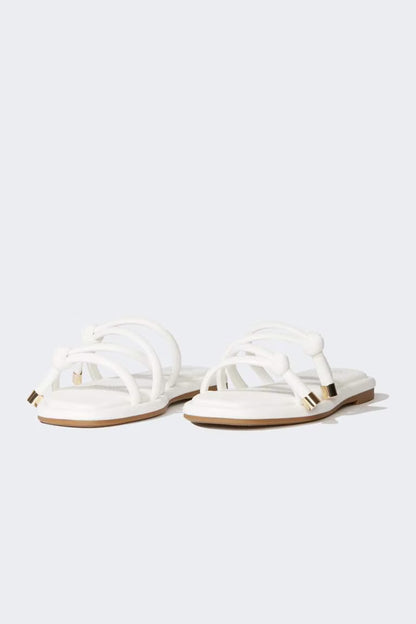 Woman Flat Base Faux Leather Slippers - -
