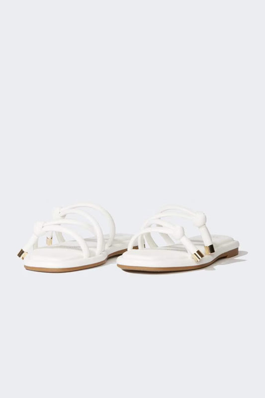 Woman Flat Base Faux Leather Slippers - -