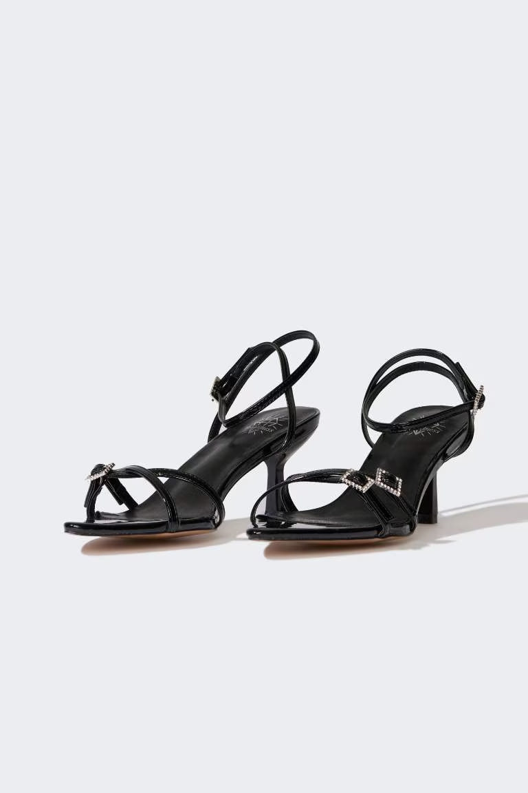 Woman Faux Leather Heeled Sandals - -