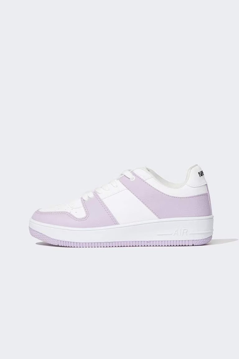 Women NASA Flat Sole Lace-up Faux Leather Sneaker - -