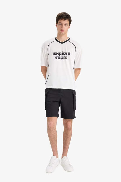 Loose Fit Crew Neck T-Shirt - -