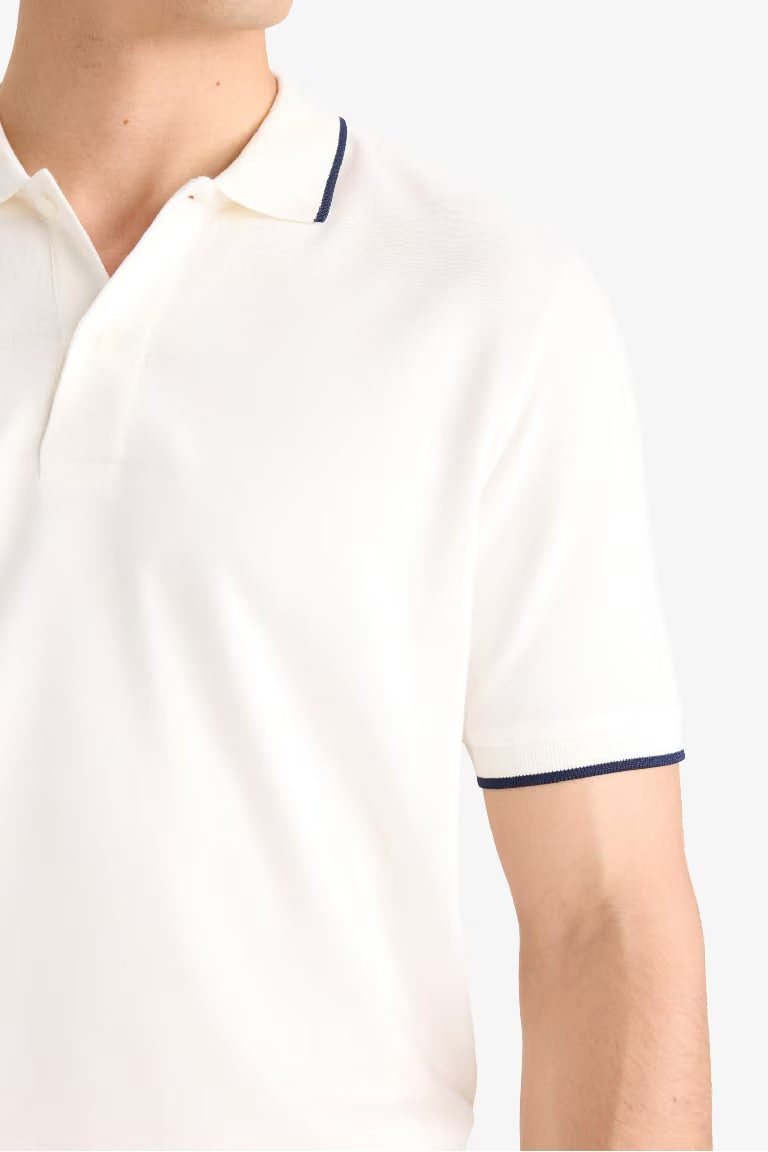 Regular Fit Short Sleeve Pique Polo T-Shirt - -