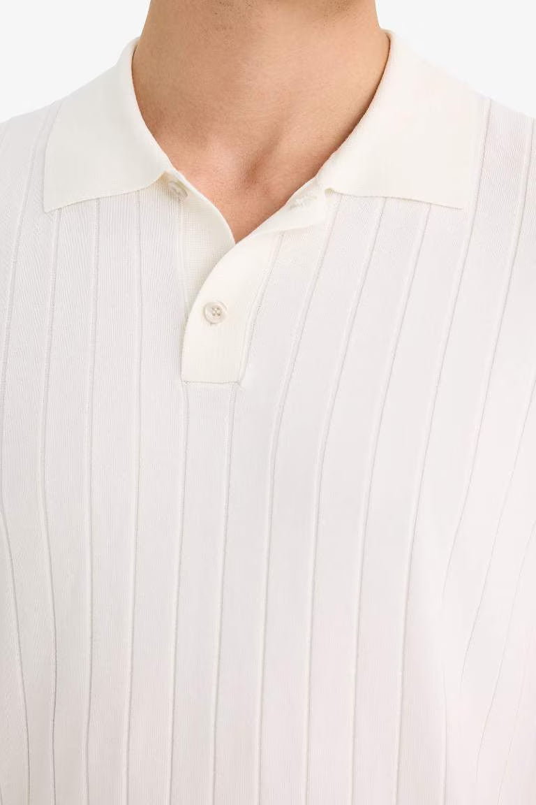 Standard Fit Short Sleeve Knitwear Polo T-Shirt - -