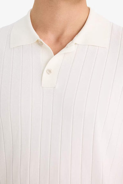 Standard Fit Short Sleeve Knitwear Polo T-Shirt - -