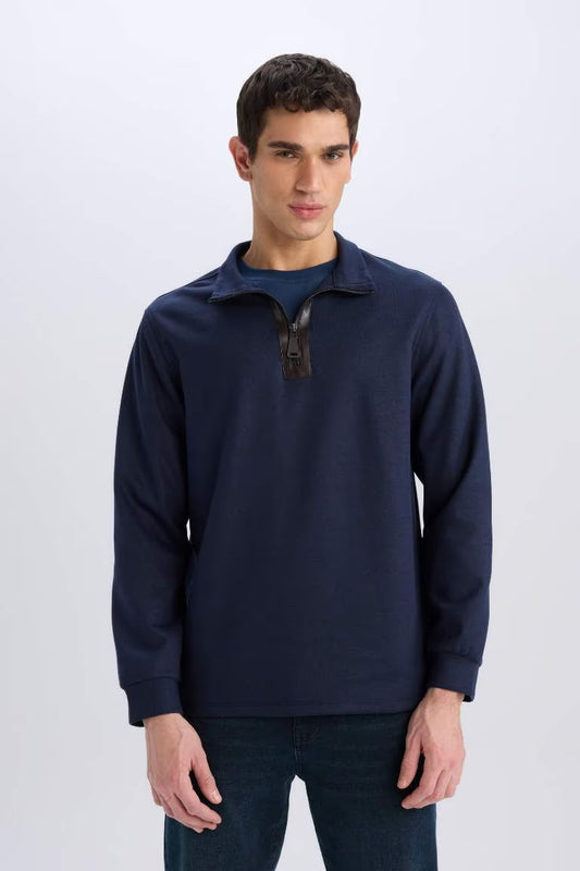 Regular Fit Long Sleeve Sweatshirt - - Navy