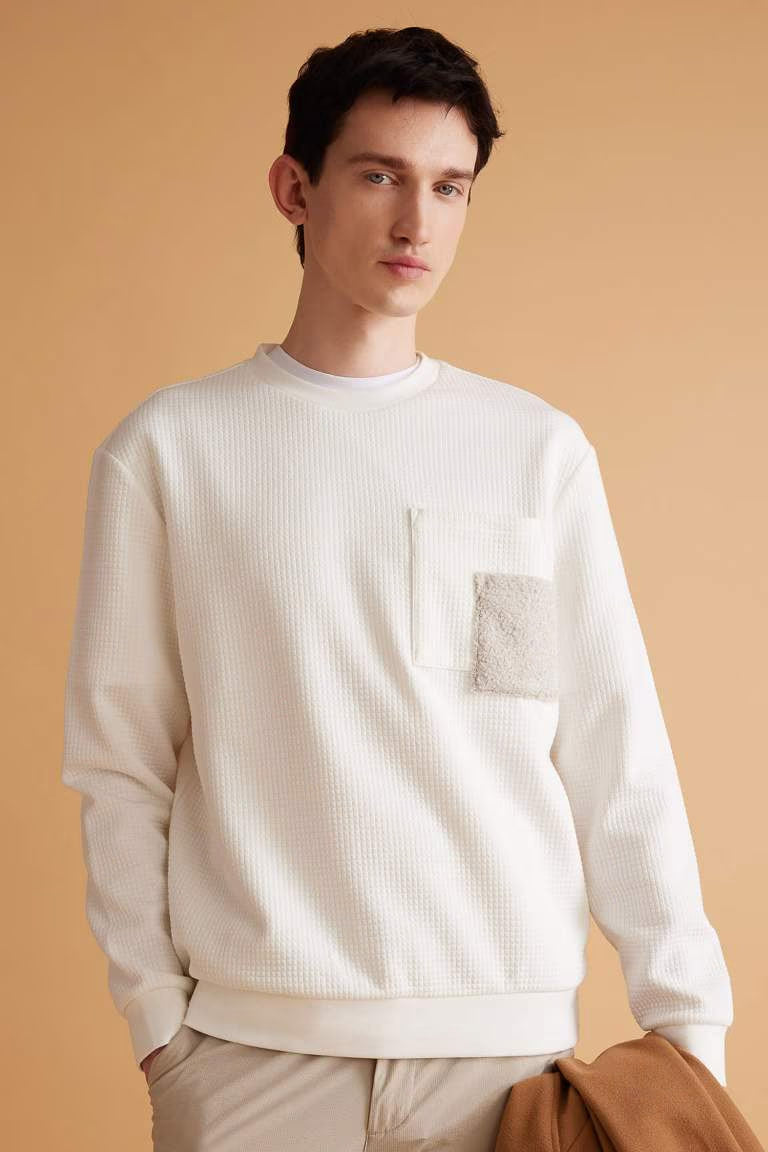 Regular Fit Long Sleeve Sweatshirt - - White