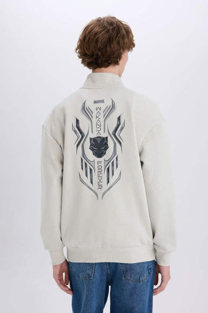 Boxy Fit Marvel Licensed Printed Long Sleeve Sweatshirt - -