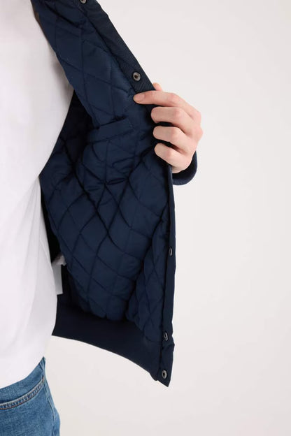 Waterproof Oversize Fit College Collar Embroidered Bomber Jacket - -