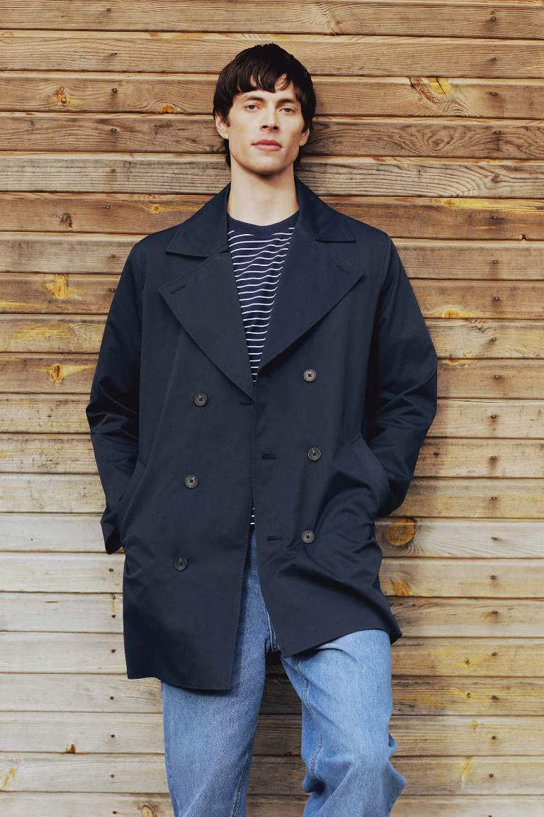 Slim Fit Buttoned Belted Trench Coat - -