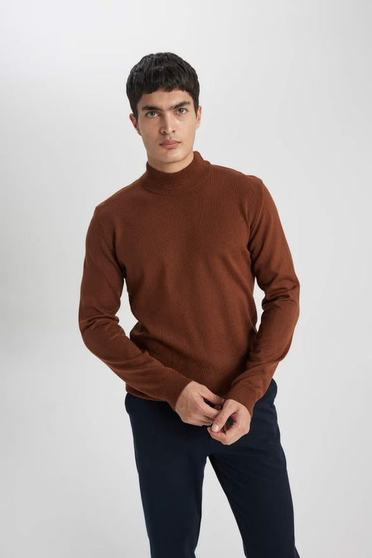 Slim Fit Pullover - - camel