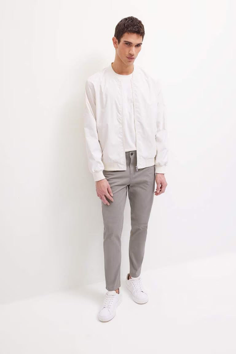 Super Skinny Hem Gabardine Trousers - - khaki