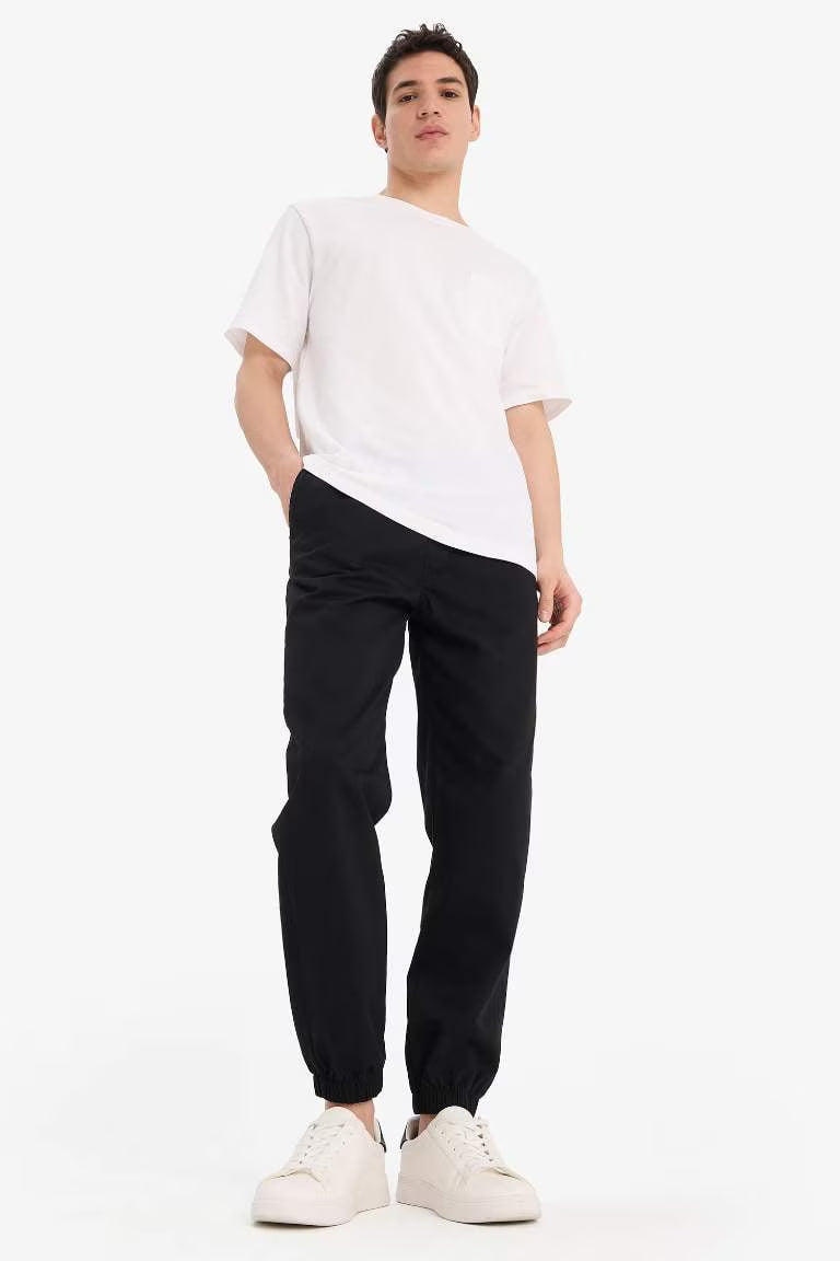 Jogger Slim Fit Gabardine Trousers - - Black