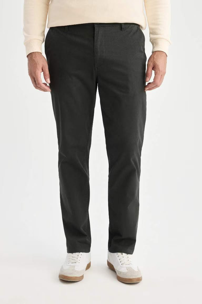 Regular Hem Trousers - - Dark green