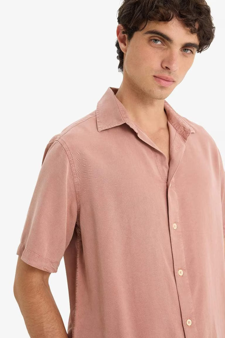 Regular Fit Short Sleeve Shirt - - Rose