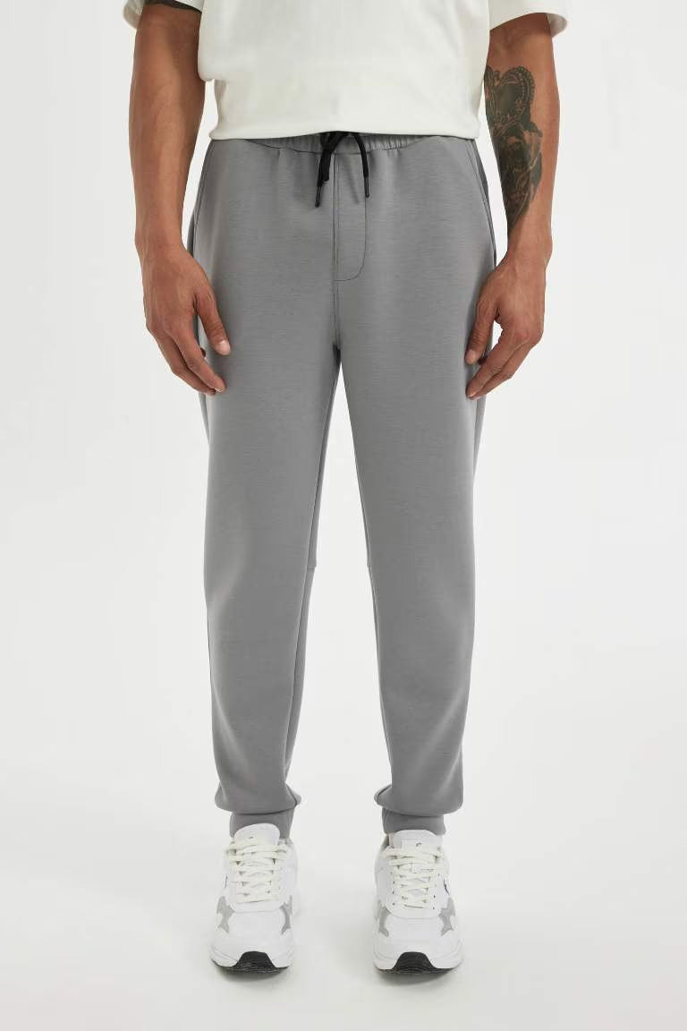 DeFactoFit Standard Fit Scuba Diver Fabric Jogger Sweatpants - - Gray