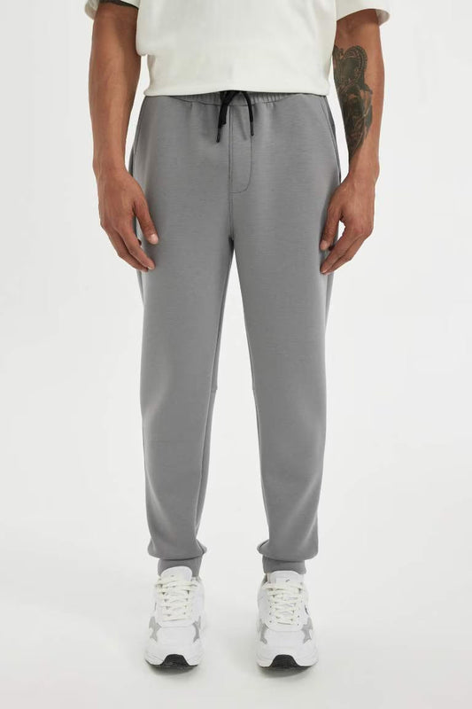 DeFactoFit Standard Fit Scuba Diver Fabric Jogger Sweatpants - - Gray