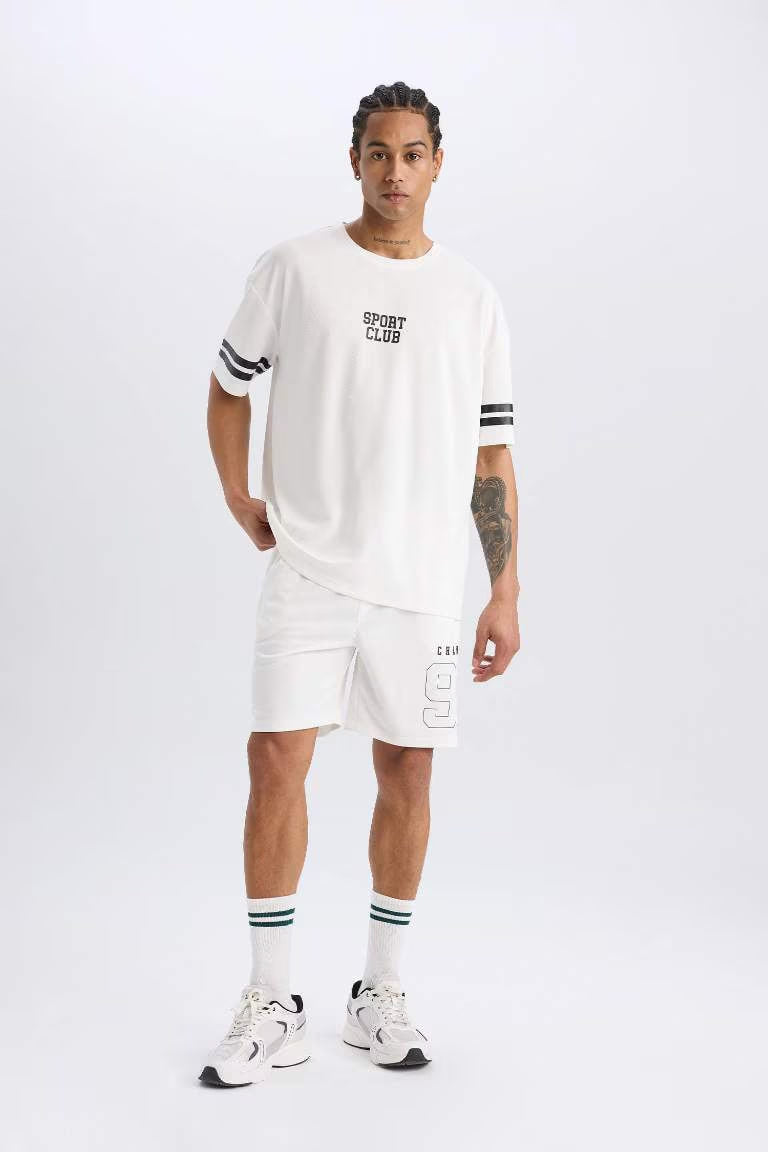 DeFactoFit Standard Fit Sports Shorts - - Ecru