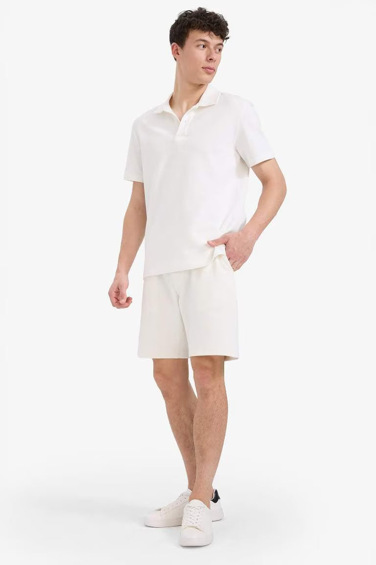 DeFactoFit Standard Fit Sports Waist Tied Shorts - - Ecru