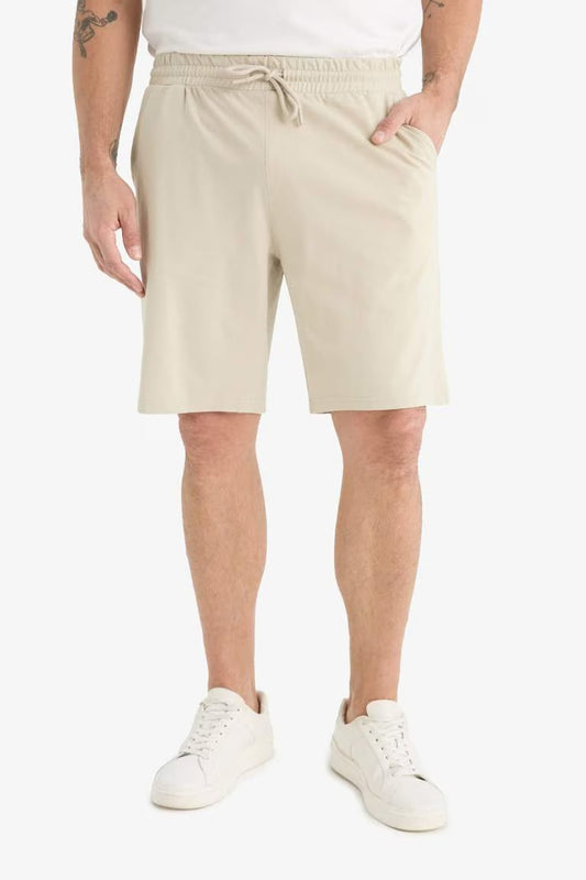 Slim Fit Thin Sweatshirt Fabric Shorts - - stone