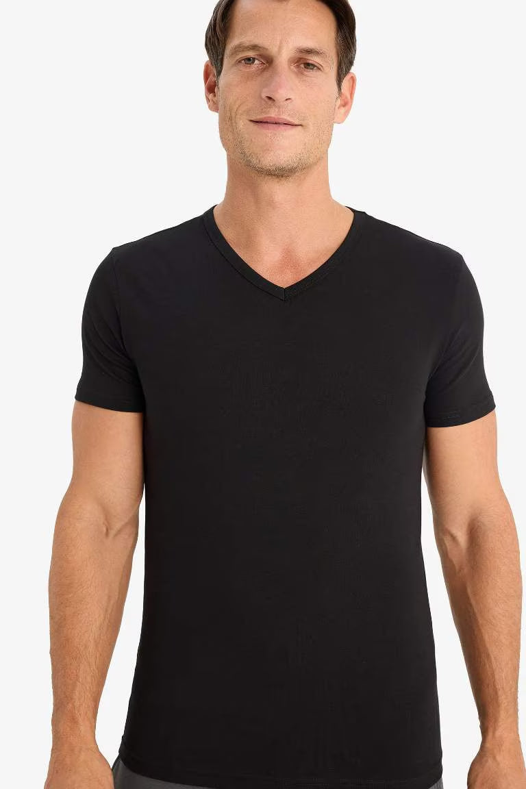 Slim Fit Short Sleeve Knitted Tops - - Black