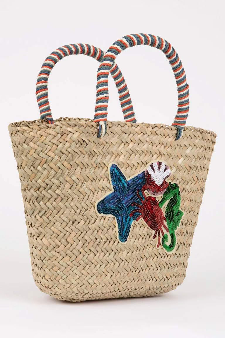 Woman Straw Handbag - - Beige