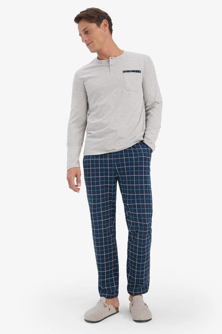 Regular Fit Checkered Long Sleeve 2 Piece Set - -