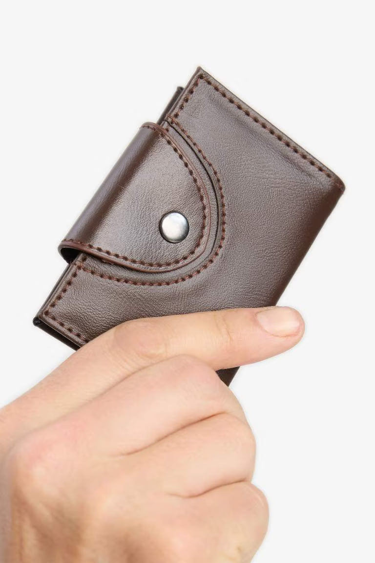 Man Faux Leather Business Card Wallet - - Brown