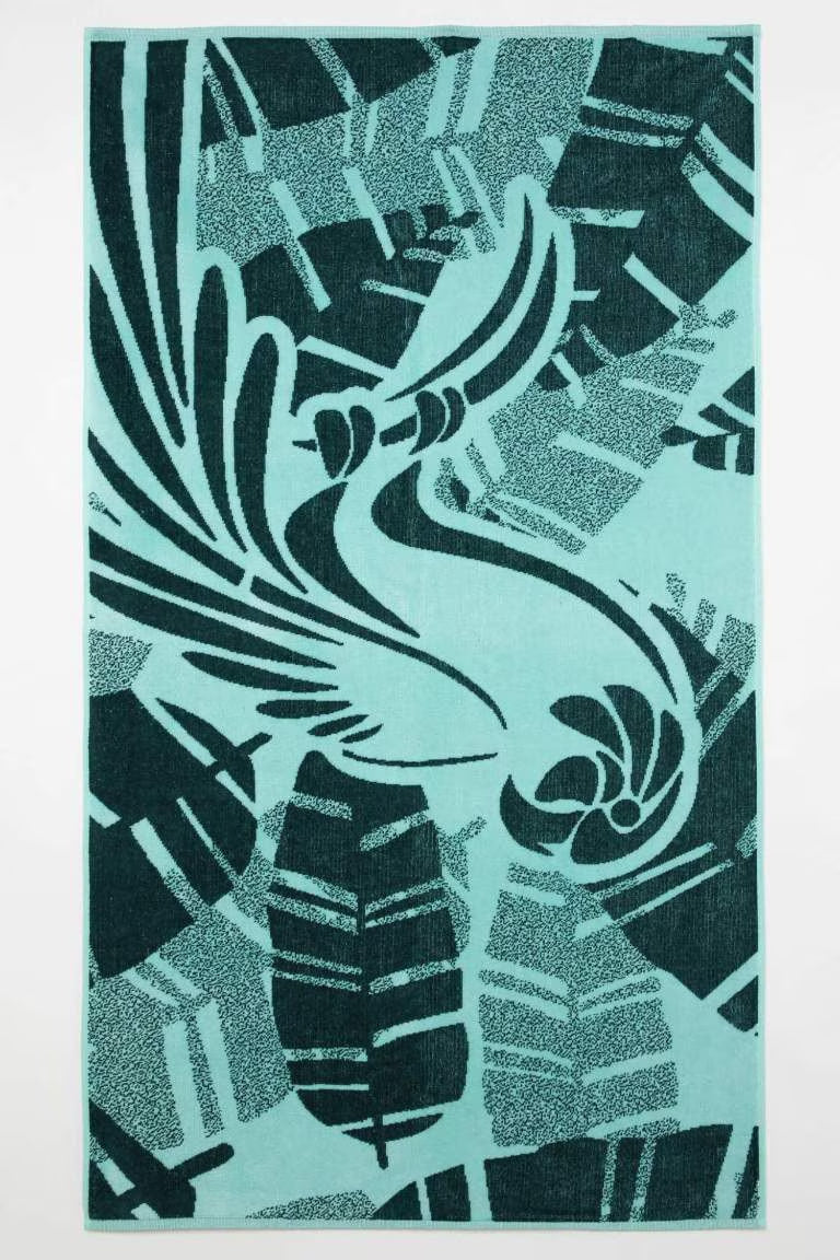 Man Patterned Cotton Beach Towel - - Green