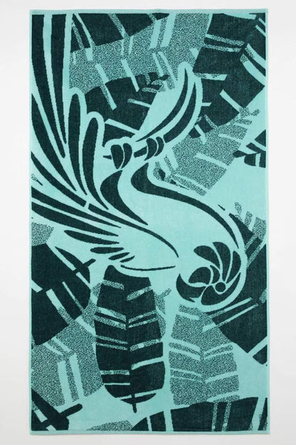 Man Patterned Cotton Beach Towel - - Green