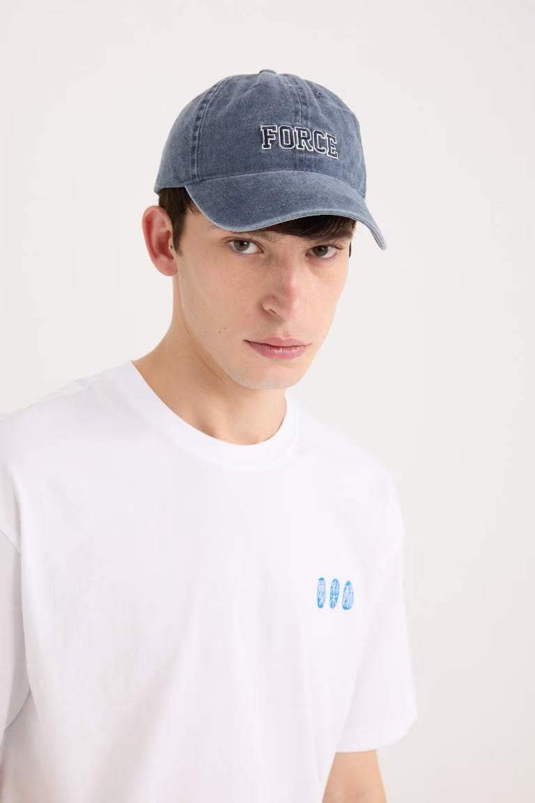 Man Embroidered Embroidered Denim Baseball Basketball Cap - -