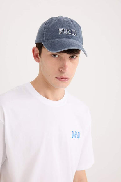 Man Embroidered Embroidered Denim Baseball Basketball Cap - -